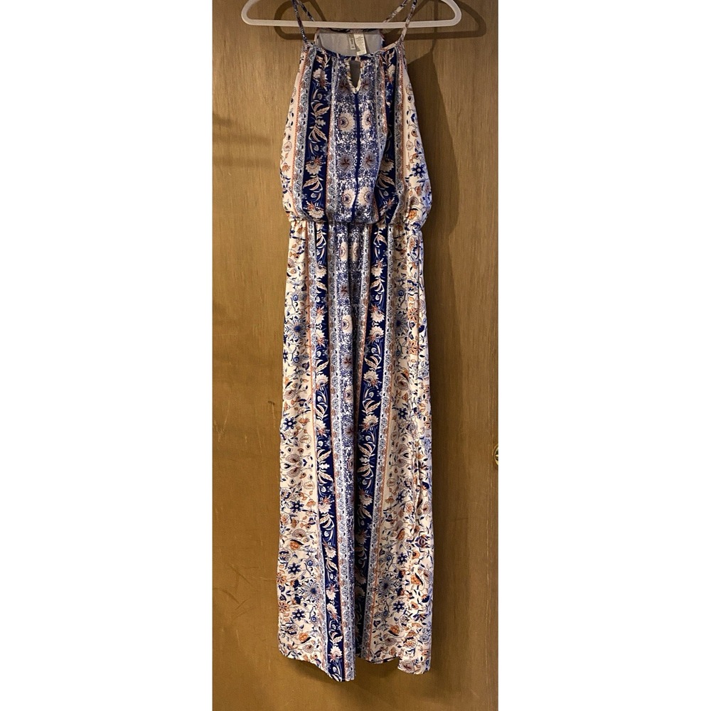 Japna Womens Maxi Dress Size Medium Halter Neck Artsy Bohemian Floral Whimsy
